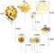 Cake Topper Decoration Set Acrylic Glitter Happy Birthday Cake Topper with Confetti Balloon Paper Fans Stars Firework Cupcake Toppers for Gold Theme Decor Girl Women Birthday Party Supplies (Gold)
